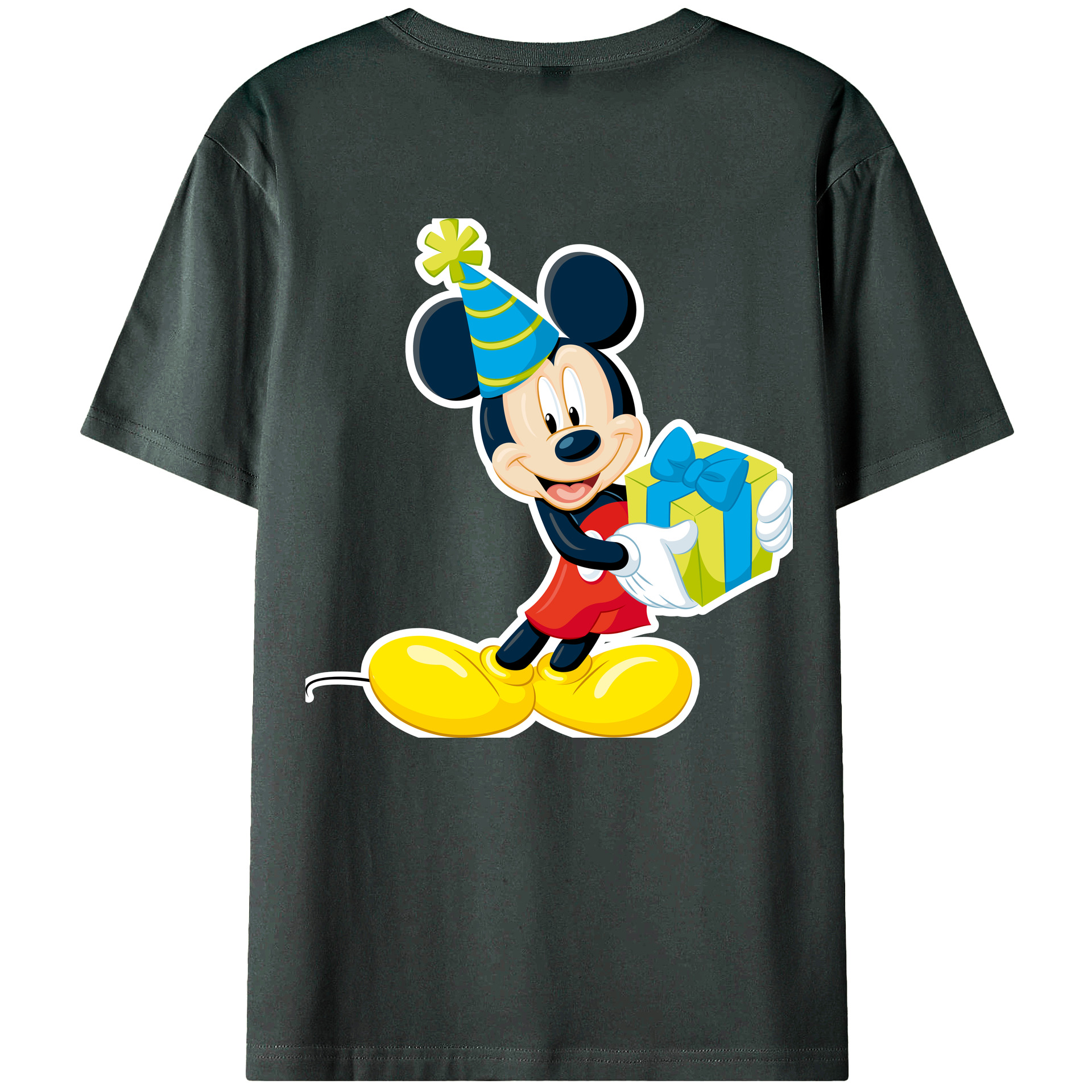 ミッキーマウス Mickey Mouse 綿100％ メンズ半袖Tシャツ（バックプリント） 通気性